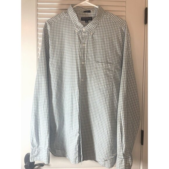 J Crew Men’s Flex Washed Classic Blue/white Checkered long sleeve button up XL - Picture 1 of 8